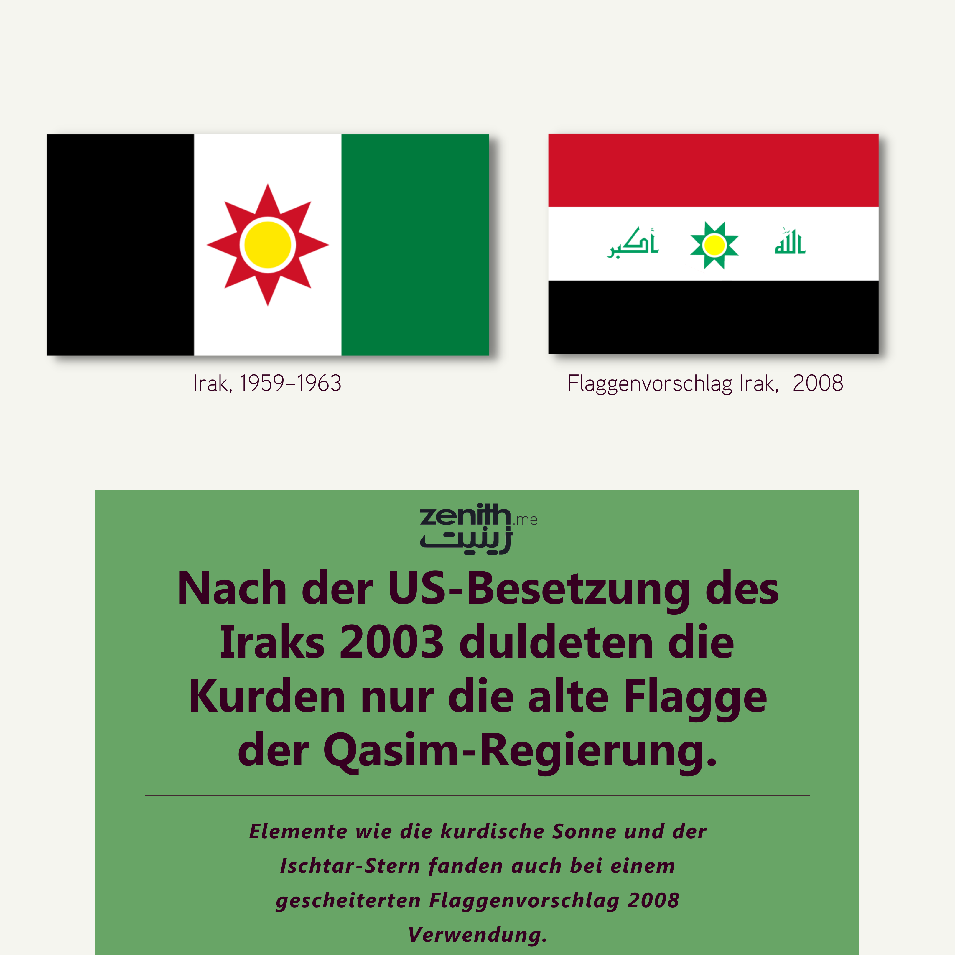 Nach der US-Besetzung des Iraks 2003 duldeten die Kurden nur die alte Flagge der Qasim-Regierung.