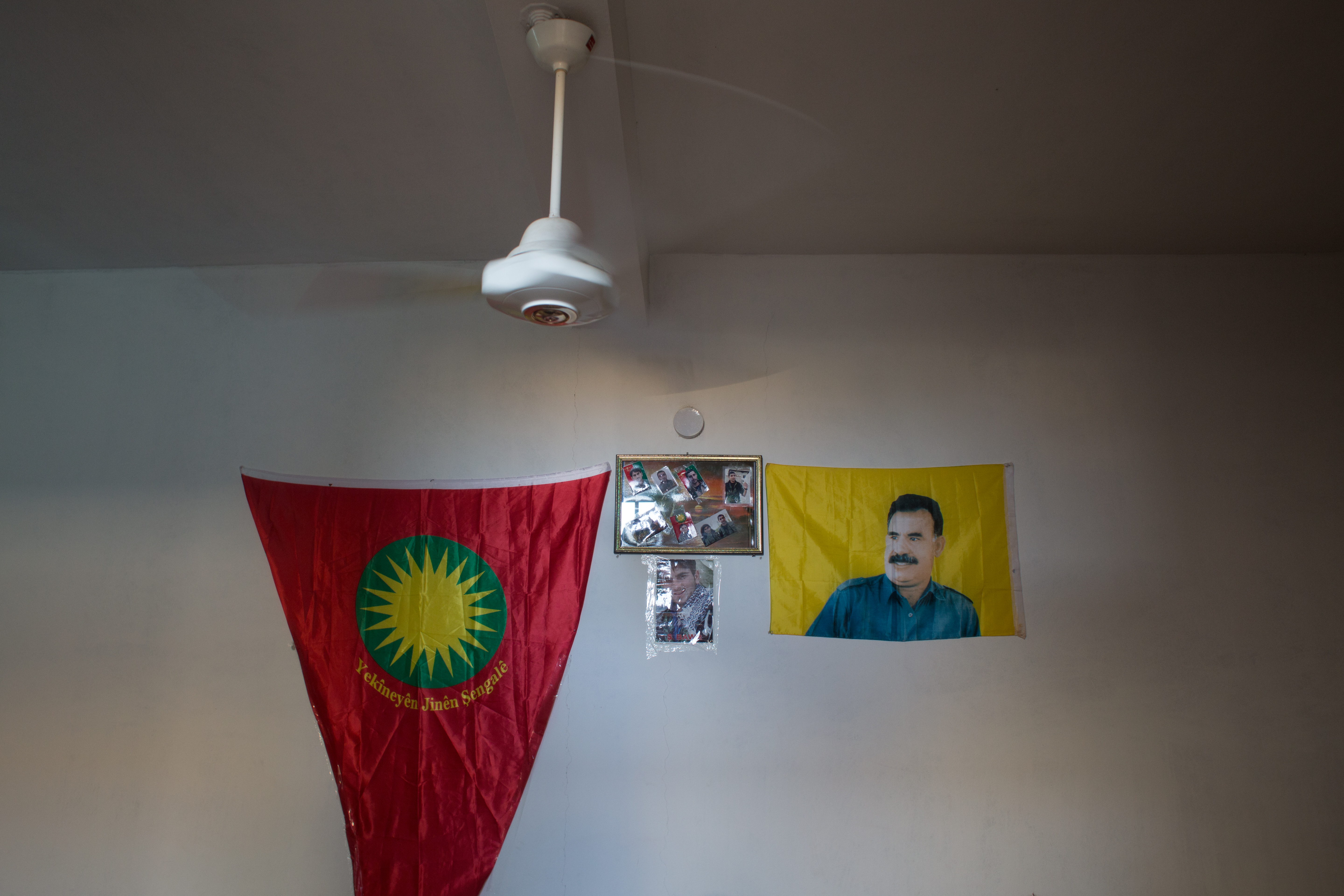 In all of Rojava's public buildings images of the Kurdish sun and Ocalan, one of the PKK's founders, are omnipresent.