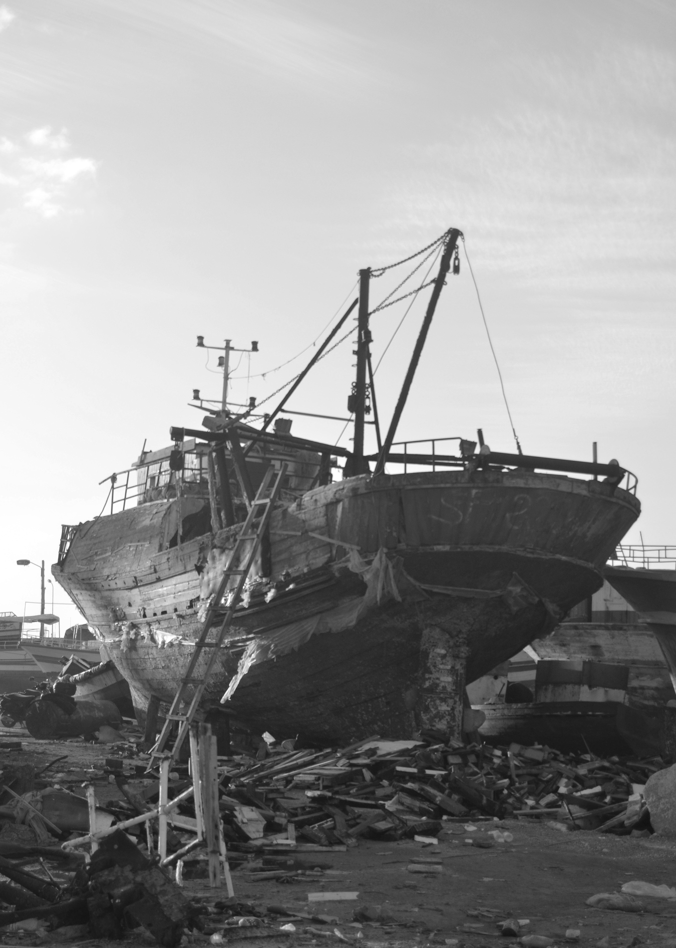 Old and new fishing boats under construction in Zarzis.