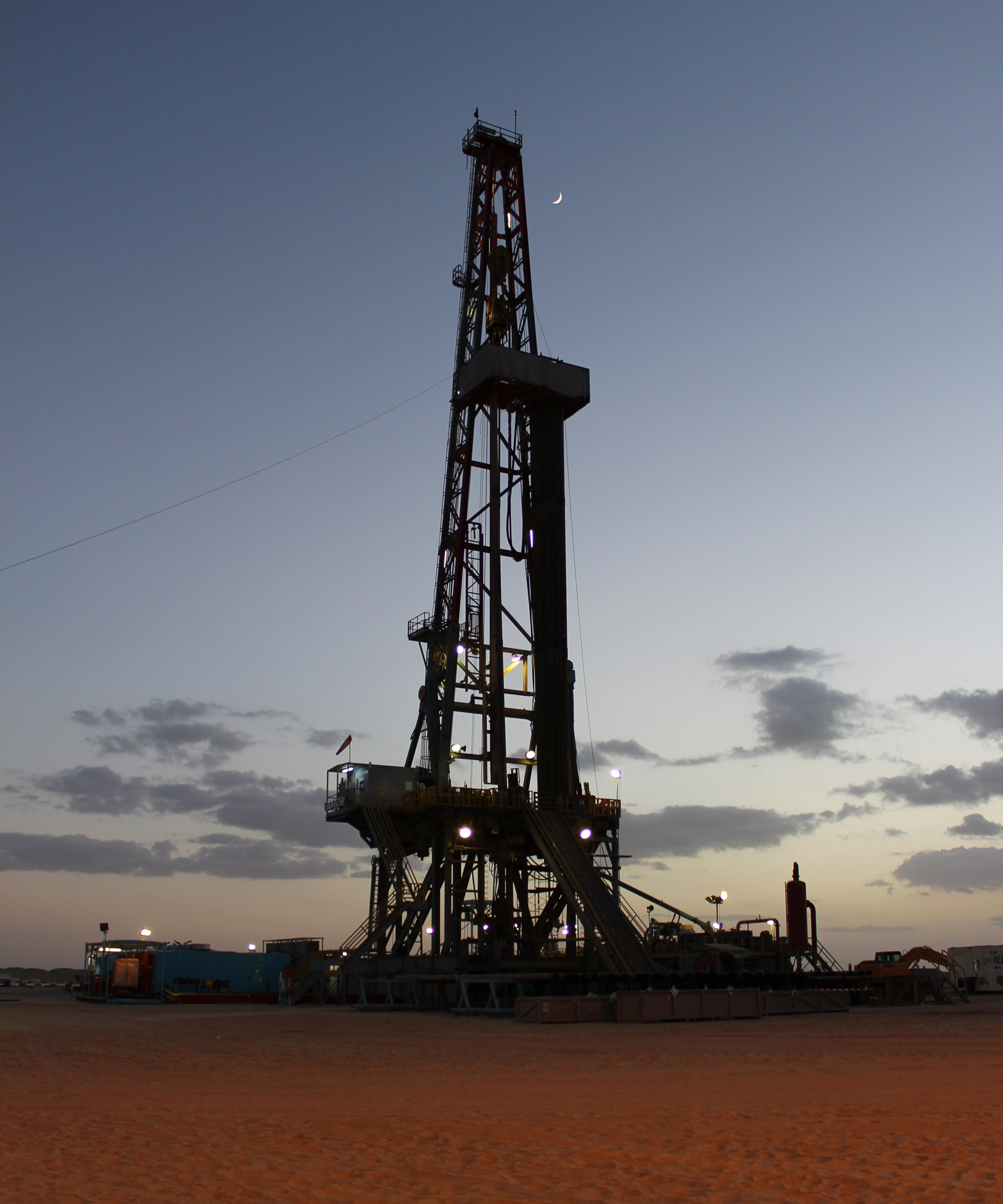 A drill rig in eastern Libya, south of Ajdabija, photographed in 2013.
