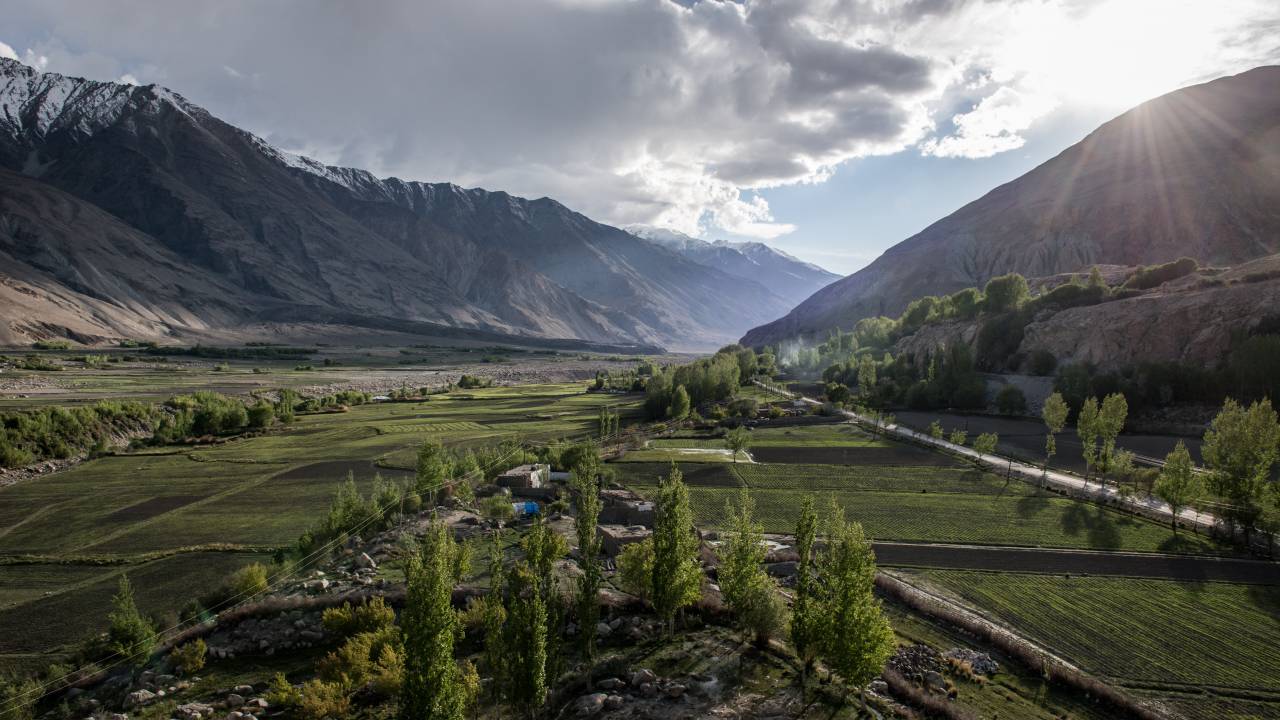 The Wakhan Valley between mountain ranges