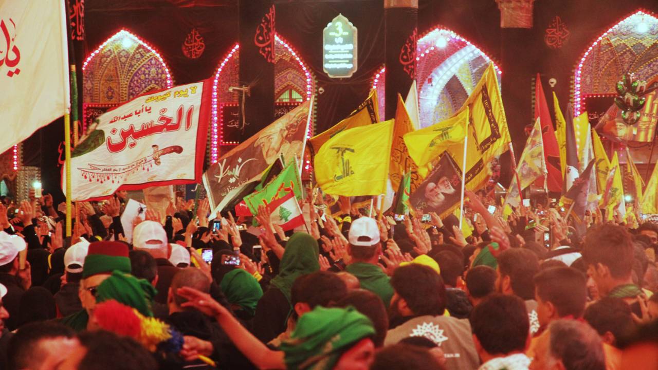 Hezbollah parading during the Arba'een Pilgrimage procession in Kerbelah, Iraq, November 2016.