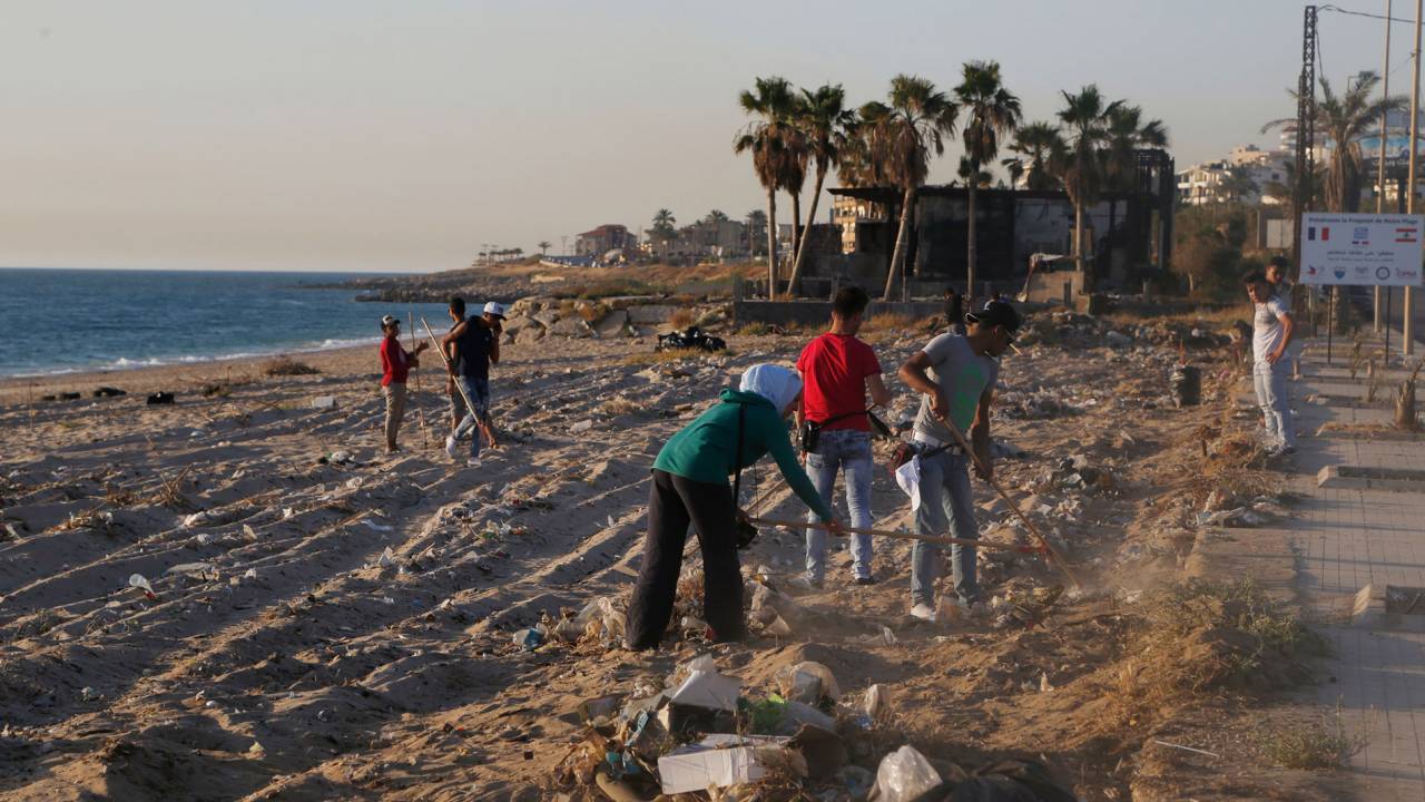 A public beach cleaning