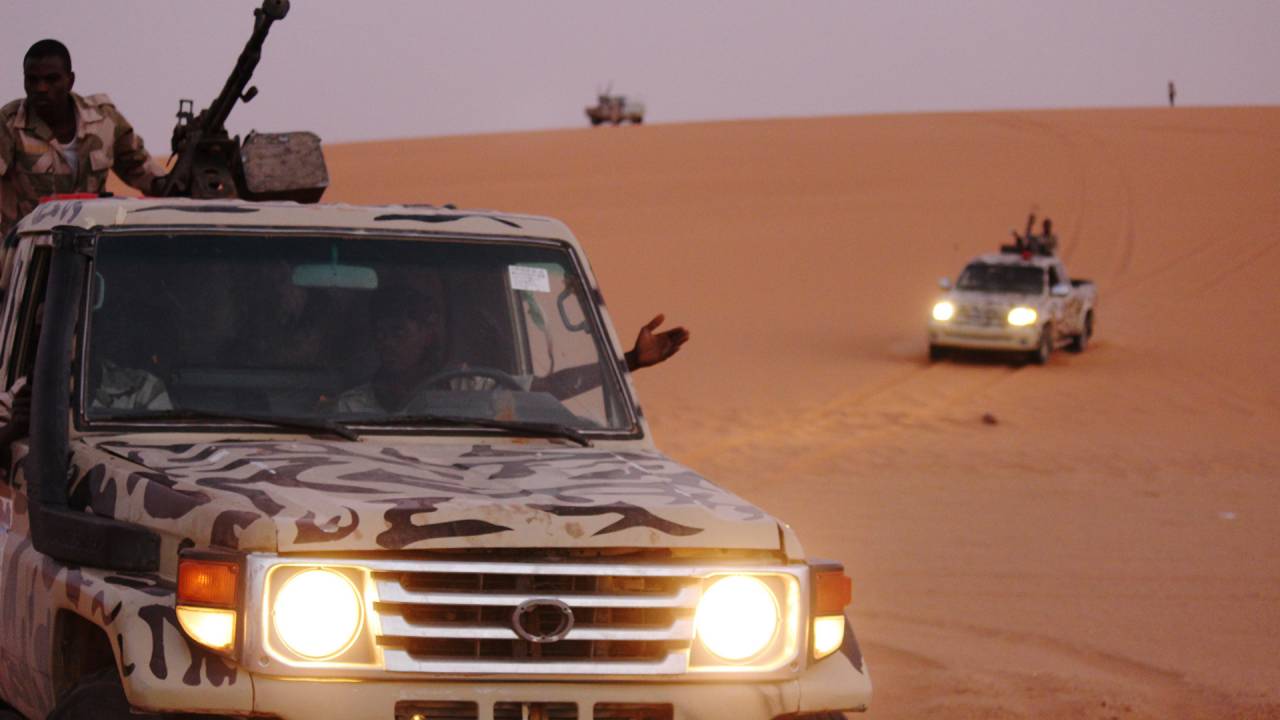 Tourag militiamen in the desert