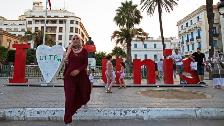 Downtown Tunis, the capital of Tunisia.