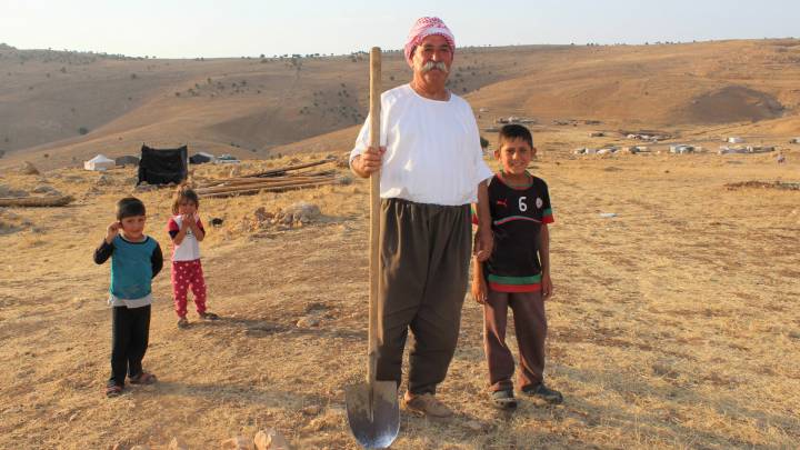A displaced Yazidi farmer who chose Mount Sinjar over a camp in the autonomous Kurdish region after ISIS stormed his village.