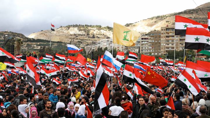 A pro-regime protest in Damascus in 2012.