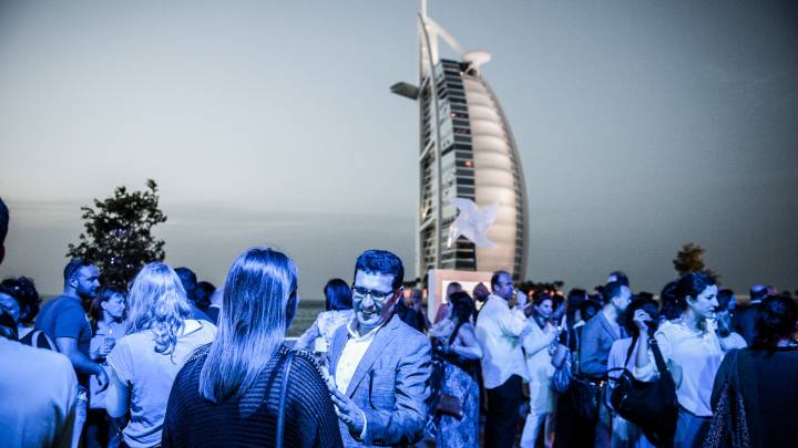 A 2013 reception in front of the Burj Al-Arab. 