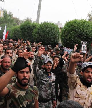 Members of the Popular Mobilisation Forces marching in Iraq, November 2016.